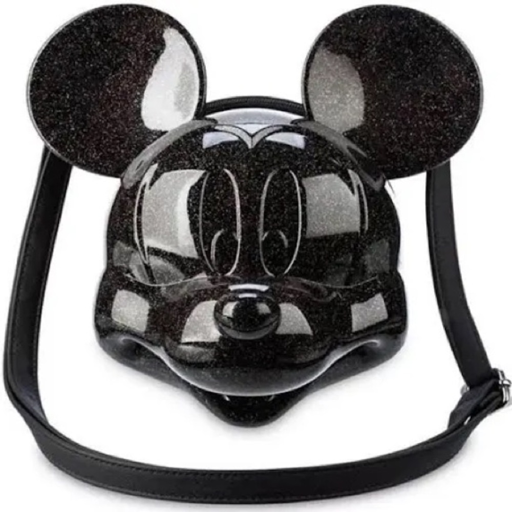 Loungefly Black Glitter Mickey Mouse Crossbody Bag